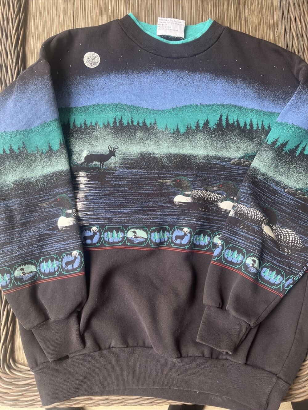 Artisans Sunschein Designs Sweatshirt Womens Large Colorful Geometric USA 90 S-M